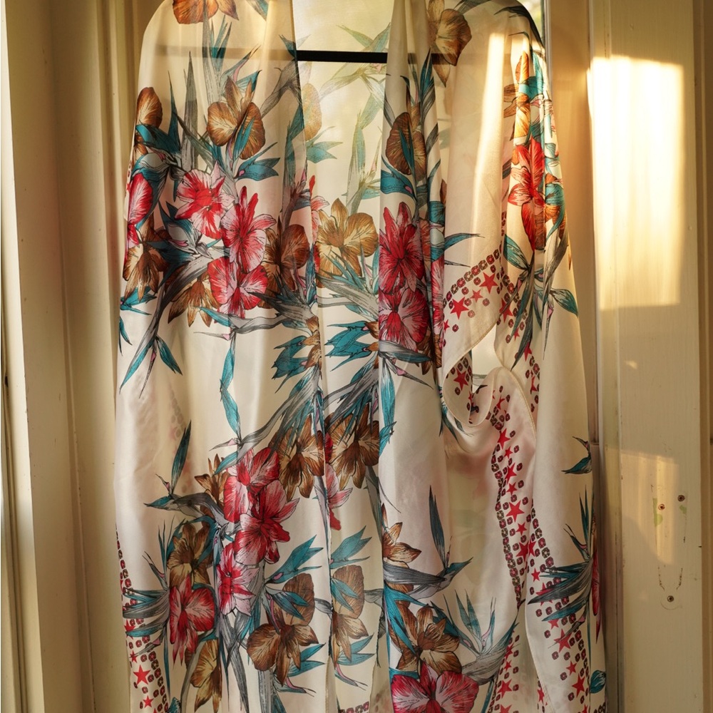 Floral Satin Kimono Robe